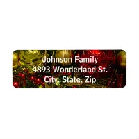 Red & Gold Christmas Ornaments Tree Address Labels