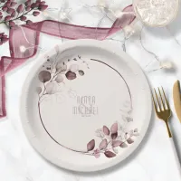 Dreamy Foliage Wedding V1 Burgundy ID817 Paper Plates