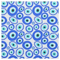 Evil Eye Mediterranean Blue White Eyes Pattern Fabric