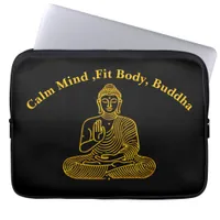 Golden Buddha in Calm Pose Laptop Sleeve