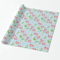 Fun Colorful Hearts and Flowers Wrapping Paper