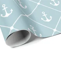 Cruise Wedding Nautical Anchor Rope Pattern Wrapping Paper