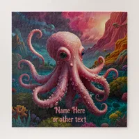 Pink Lady Octopus Under the Sea Bathroom Jigsaw Puzzle