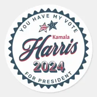 Thumbnail for Kamala Harris 2024 | You Have my Vote  Classic Round Sticker