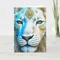 Majestic White and Gold Lion Blank Card