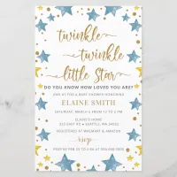 Budget Stars Blue Boy Baby Shower  Invitation