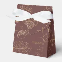 Golden Leaf Pattern Wedding Gold/Burgundy ID655 Favor Boxes