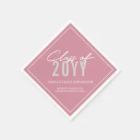 Elegant Blush Pink Typography Any Year Graduation Napkins