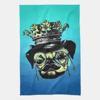 Elegant Puppy Pog Dog - Aqua Graphic Illustration Towel