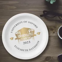 Gold foil modern graduation paper plates