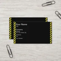 Thin Black and Yellow Diagonal Stripes Business Card