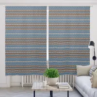 Southwest Blue & Brown Geometric Pattern 50x84in Blackout Curtains