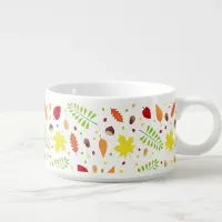 Cute fall pattern with colorful leaves and nuts bowl