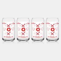 Valentine's XOXO with Hearts in Red | Can Glass