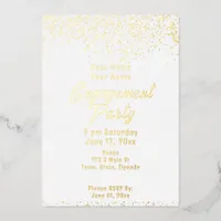 White and Gold Foil Engagement Party Foil Invitation