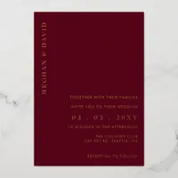 Elegant Burgundy Gold Wedding  Foil Invitation