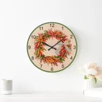 Southwest Chile Ristra Wreath with Basic Numbers  Large Clock