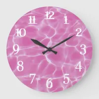 White Splash Numbers Pink Swimming Pool Large Clock