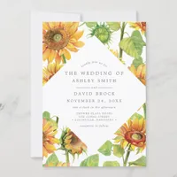 Watercolor Floral Sunflower Pattern Wedding Invitation