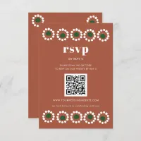 Mexican Fiesta Boho Barro Wedding QR Code RSVP Card