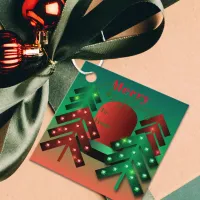 Modern Red and Green Sparkling Christmas Trees  Favor Tags