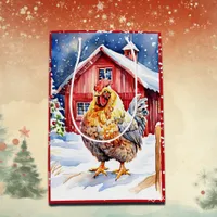 Cute Festive Chicken Christmas  Medium Gift Bag