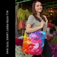 Colorful Modern Abstract Paint All-Over-Print Tote Bag