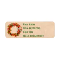 Southwest Chile Ristra Wreath Holiday Address Label