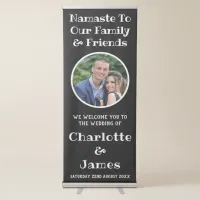 Wedding Couple Photo And Name Black And White Retractable Banner