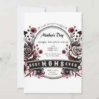 Best Mom Ever Gothic Wild Flower Badass Mother Day Invitation