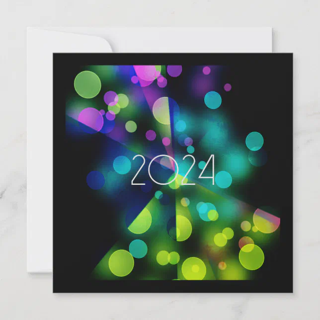 2024 new year with multicolor bubbles invitation