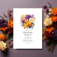 Purple, Orange, and Yellow Floral Wedding QR Code Invitation