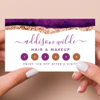 Purple And Gold Watercolor Loyalty Card