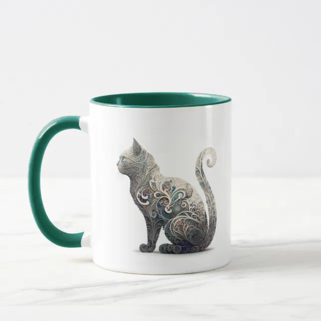 Paisley Profile Cat Mug