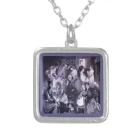 Vintage Mothers and Children Collage Silver Plated Necklace