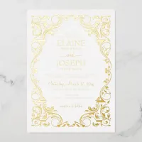 Rustic Elegant Ornate Frame Wedding  Foil Invitation