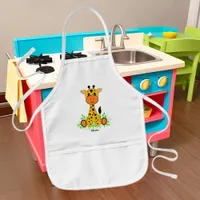 Cute funny baby giraffe   kids' apron