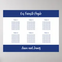 Dark Blue 6 Table Seating Chart Poster