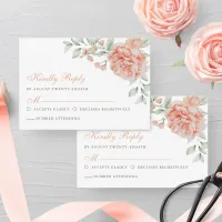Botanical Floral Pink Watercolor Elegant Wedding  RSVP Card