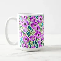 Violet Watercolor Blooms Coffee Mug