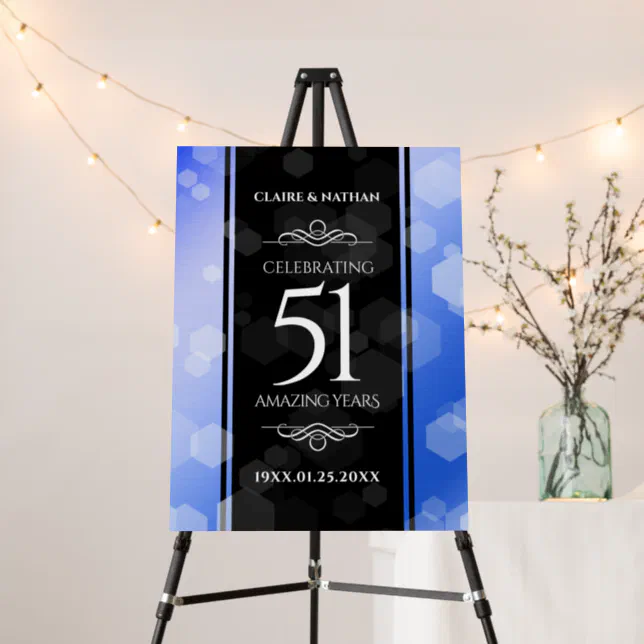 Elegant 51st Sapphire Wedding Anniversary Foam Board