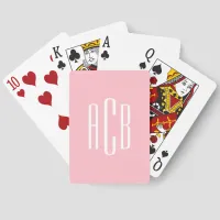 Simple Pink and White Three Letter Monogram Euchre Cards