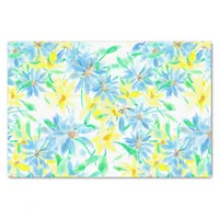 Hand-painted Watercolor Blue Yellow Flowers  Tissue Paper