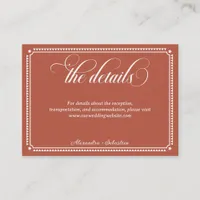 Terracotta Script Western Rustic Wedding Details Enclosure Card