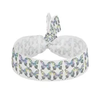 Aqua, Pink, and Yellow -  Elegant Butterflies Elastic Hair Tie