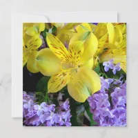 Alstroemeria and  Lilacs Flowers Invitation