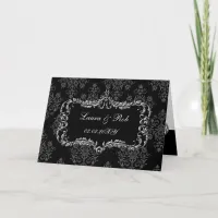 regal flourish black and gray damask thank you