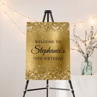 Glittery Gold Foil 75th Birthday Welcome Foam Board