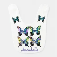 Aqua, Pink, and Yellow -  Elegant Butterflies Baby Bib