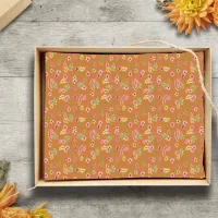 Retro Boho Flowers Pink Rust Terracotta  Tissue Paper